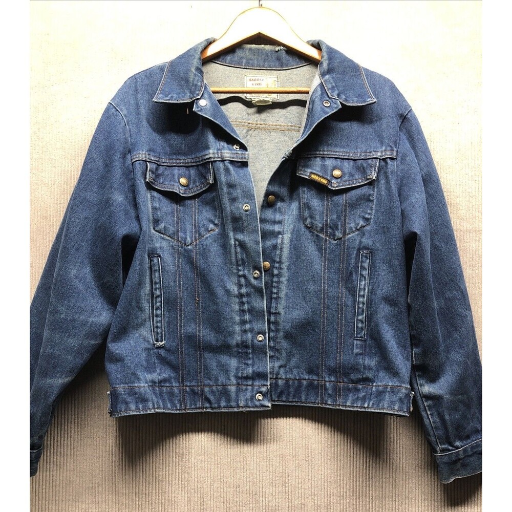 Saddle King Denim Jacket M/L Approx Distressed Western Trucker Grunge